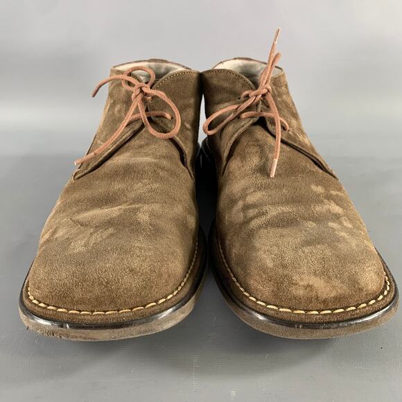HUGO BOSS Size 8.5 Tan Khaki Leather Square Toe Lace Up Shoes main image 5